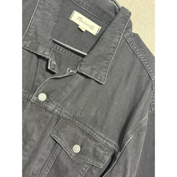 Madewell Jacket Womens 2XL Washed Black Denim Trucker Button Front K0751 FA19 - Picture 2 of 10